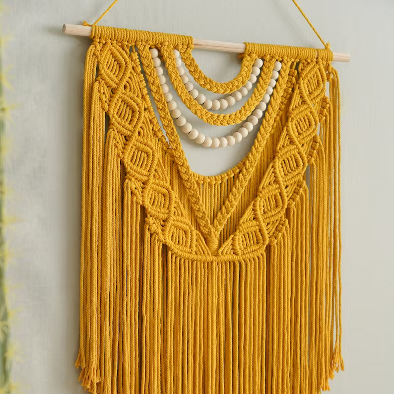 A Fusion Of Mid Century Modern Macrame Wall Hanging