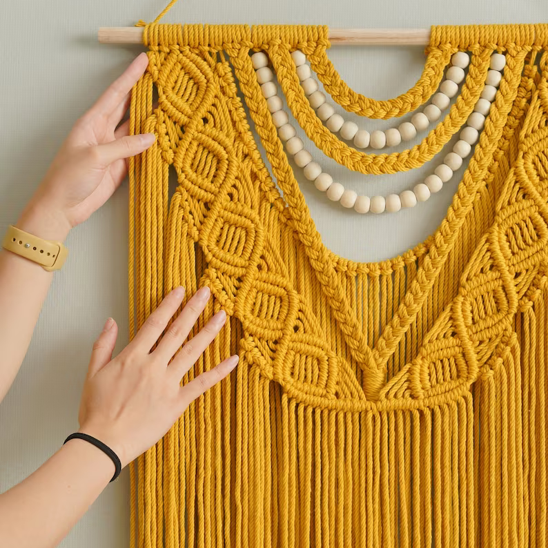 A Fusion Of Mid Century Modern Macrame Wall Hanging