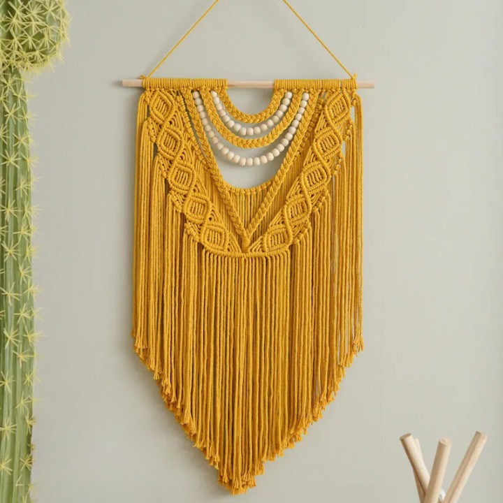 A Fusion Of Mid Century Modern Macrame Wall Hanging