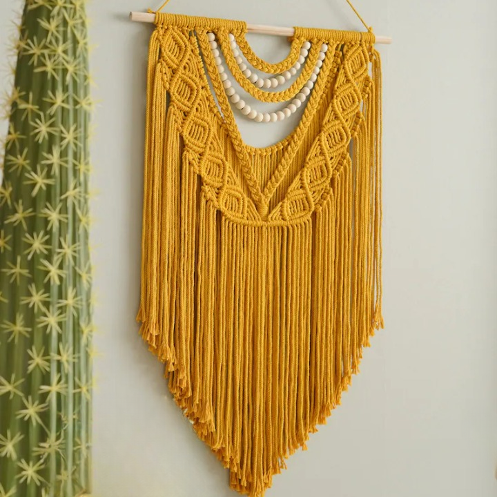 A Fusion Of Mid Century Modern Macrame Wall Hanging