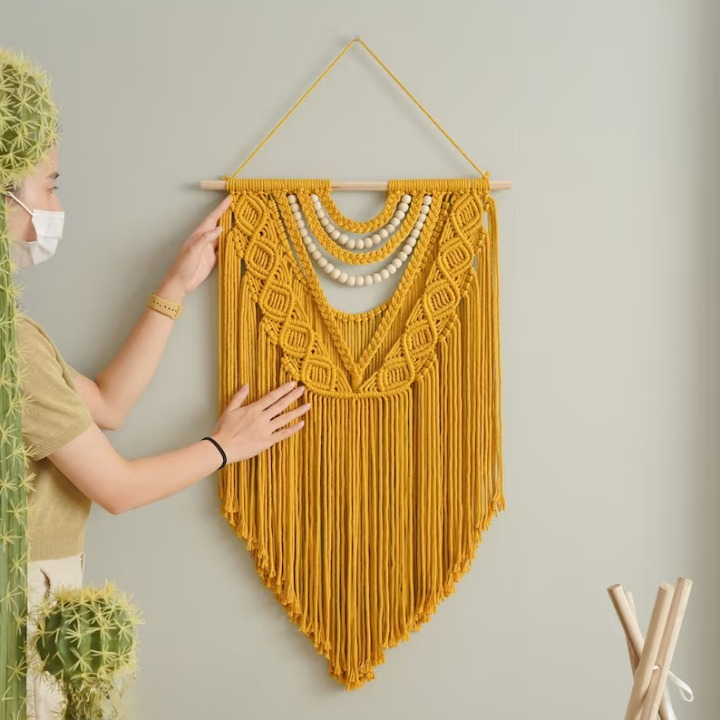 A Fusion Of Mid Century Modern Macrame Wall Hanging