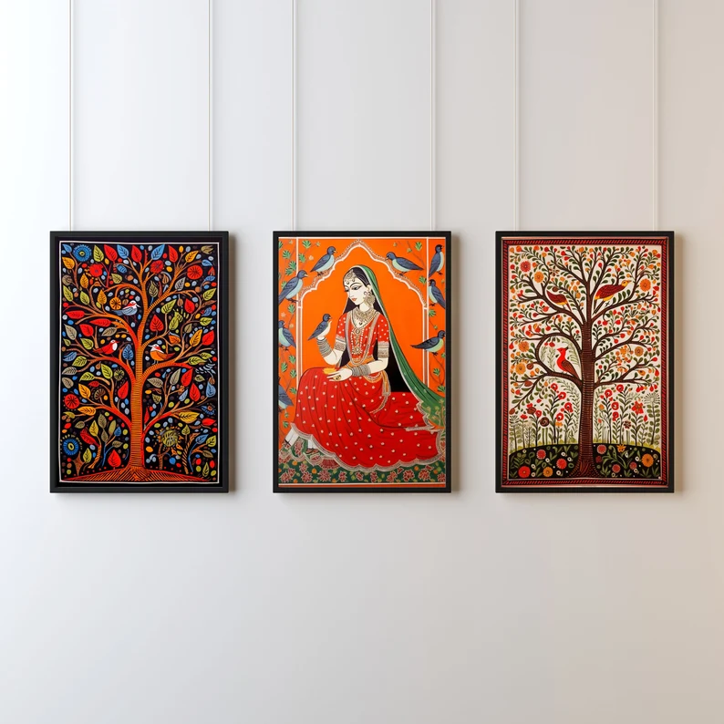 Madhubani Magic Set Of 3 Wall Painting