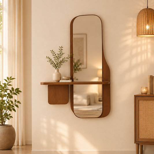Rooprekha Designer Wall Mirror with Shelf