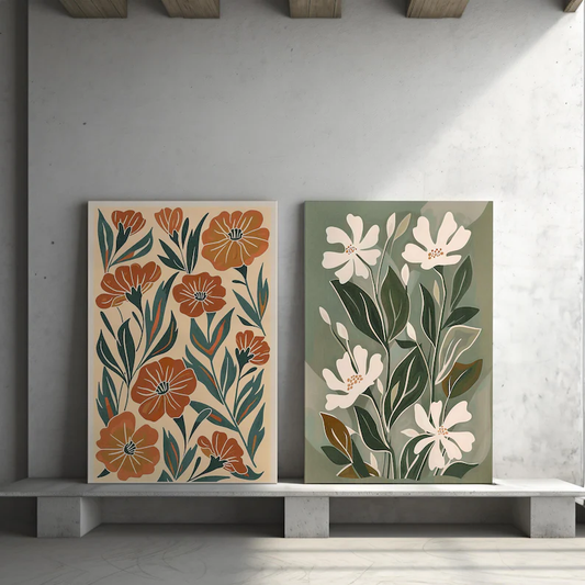 Floral Rhythm Boho Set of 3 Wall Painting