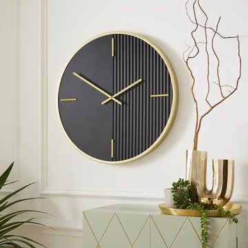 Ribbed Noir Wall Clock
