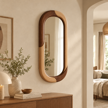 Two Tone Mango Wood Mirror Wall Decor