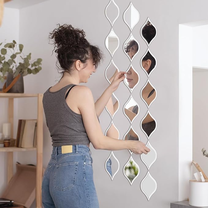 Lustrous Cascades (SET OF 9 ) Drop Mirrors Wood Wall Decor