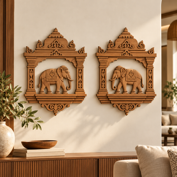 Gajraj Carved Wooden Wall Hanging