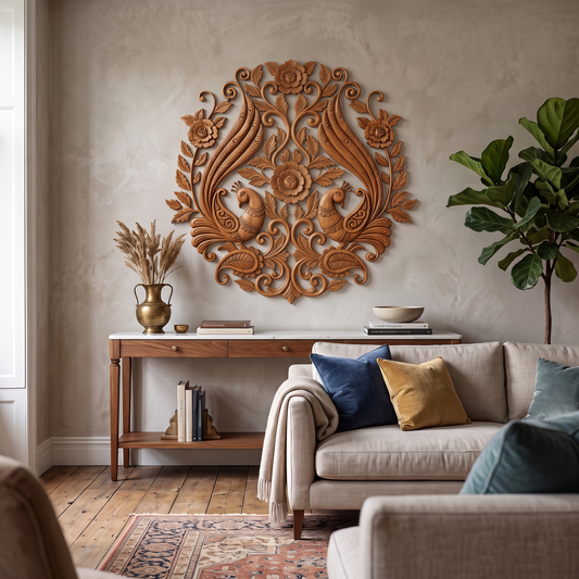 Traditional Peacock Wooden Wall Art