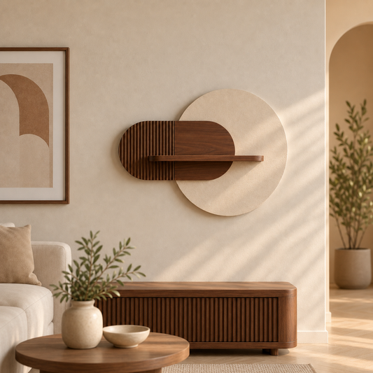 Mira Sculptural Wooden Wall Shelf
