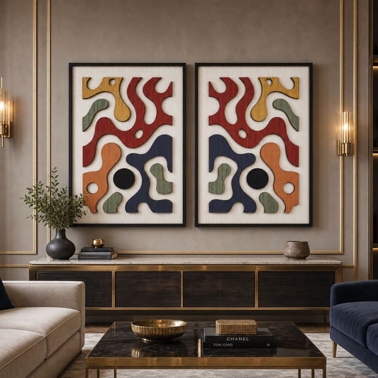 Colorful Boho Wood Wall Décor ( SET OF 1 )