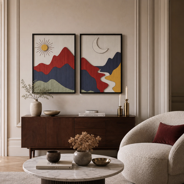 Sun & Moon Mountain Landscape Wall Decor