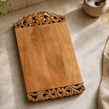 Artisan Mango Wood Cutting Board with Carved Edge