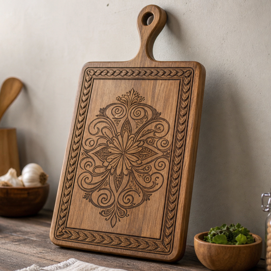 Premium Laser Carved Wooden Cutting Board