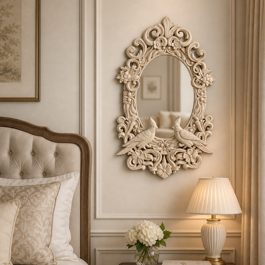 Royal Bird Accent Vintage Mirror Wood Wall Decor