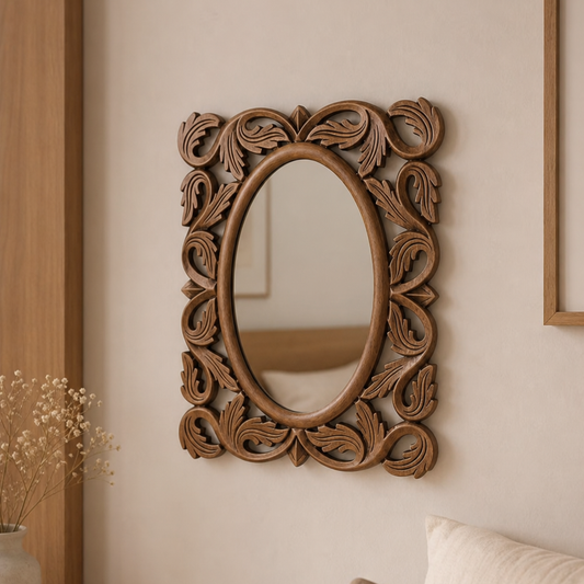 Artisan Heritage Wooden Mirror Wall Decor