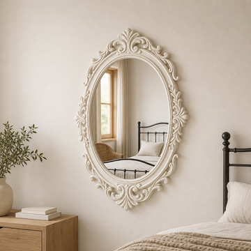 Classic White Ornate Mirror Wall Decor