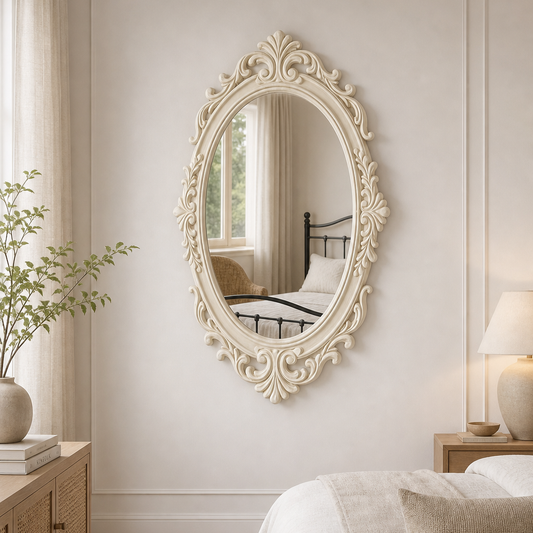 Classic White Ornate Mirror Wall Decor