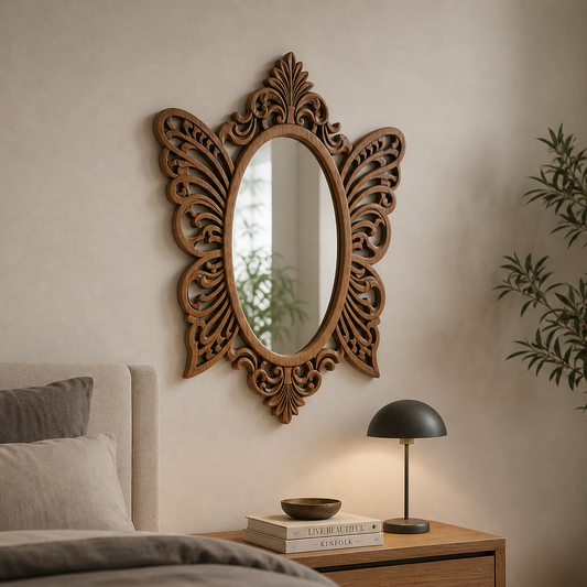 Classic Elegance Carved Mirror Wood Wall Decor