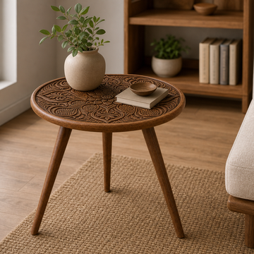Trinity Carved Wooden Stool