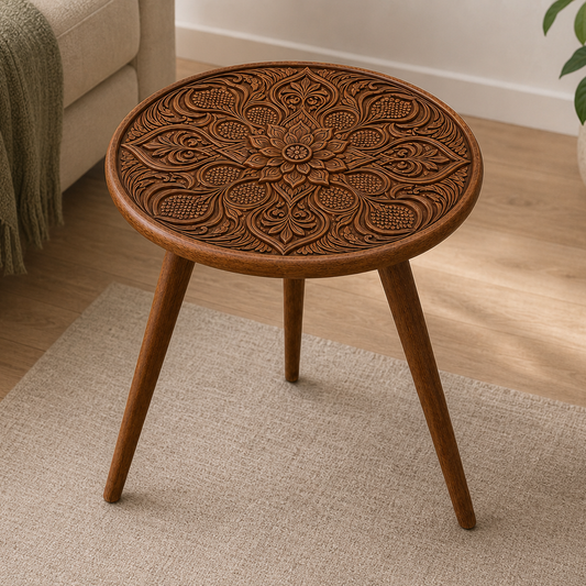Trinity Carved Wooden Stool