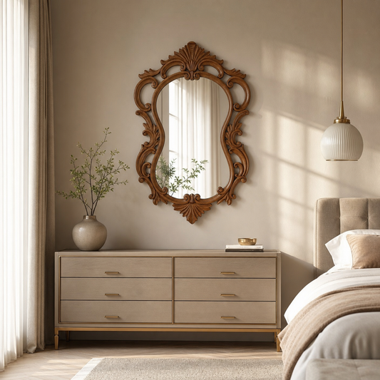 Antique Reflection Mirror Wood Wall Decor