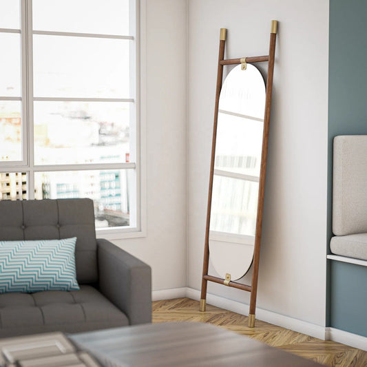 Wall Leaning Wood Framed Full Length Mirror Wall Decor