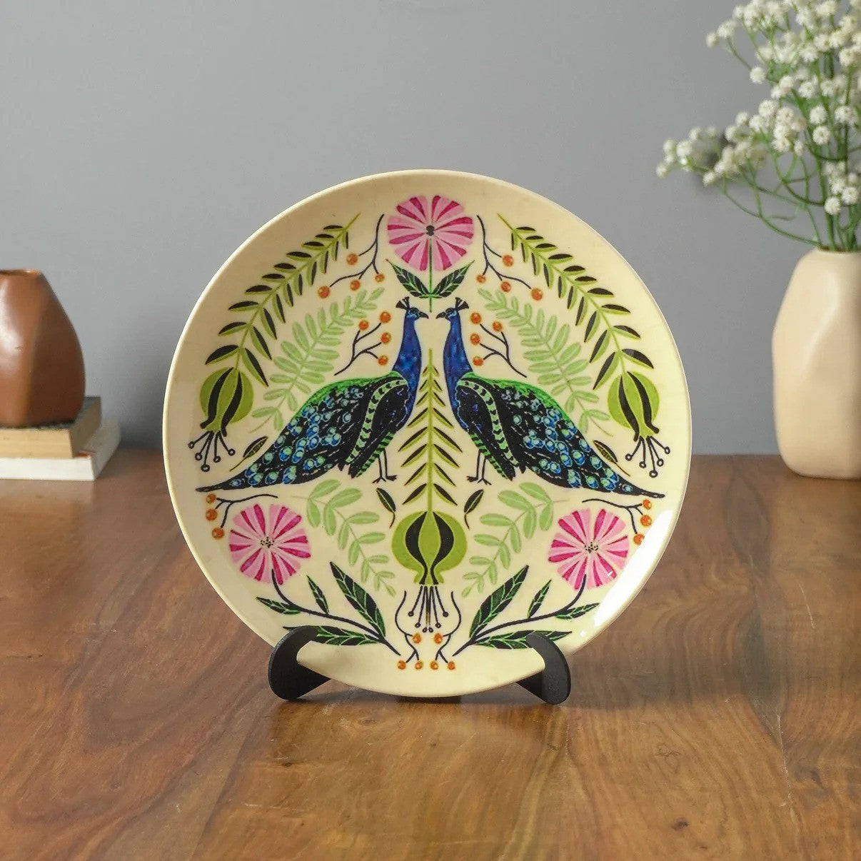 Peacock Paradise Floral Wall Plate
