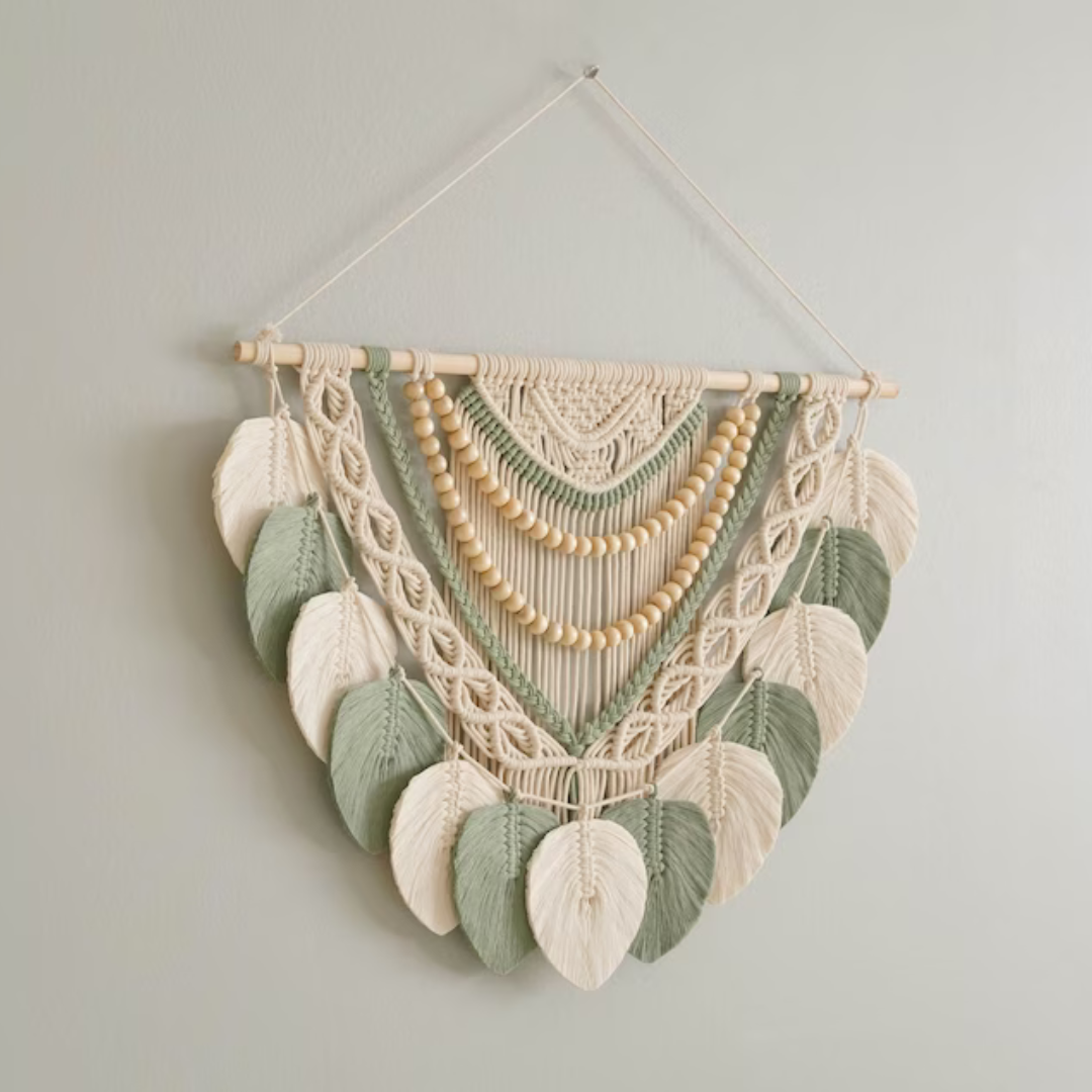 Macrame With Leaf Tassel Wall Hanging