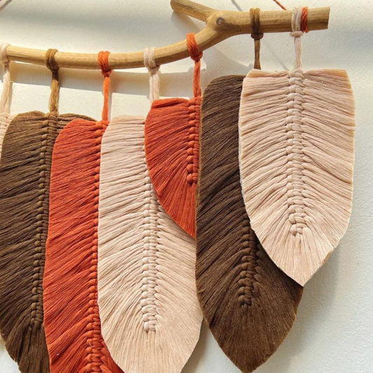 Handmade Macrame Feather Wall Hanging