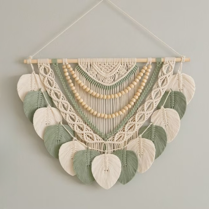 Macrame With Leaf Tassel Wall Hanging