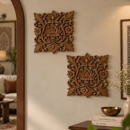 Indian-Inspired Wooden Wall Decor ( SET OF 2 )