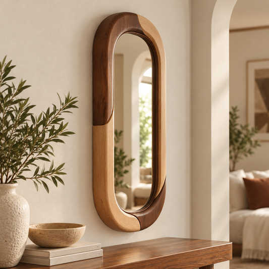 Two Tone Mango Wood Mirror Wall Decor
