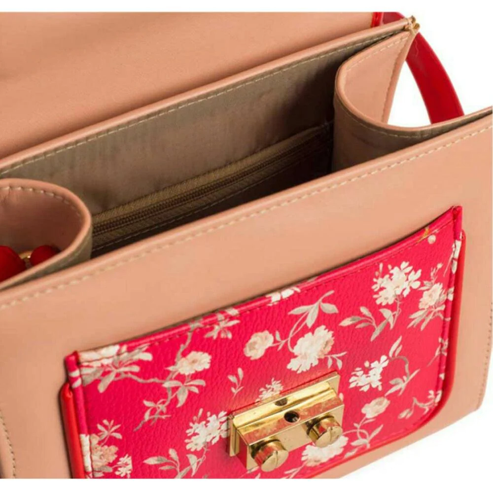 Crossbody With Top Handle - Pink Floral Bag