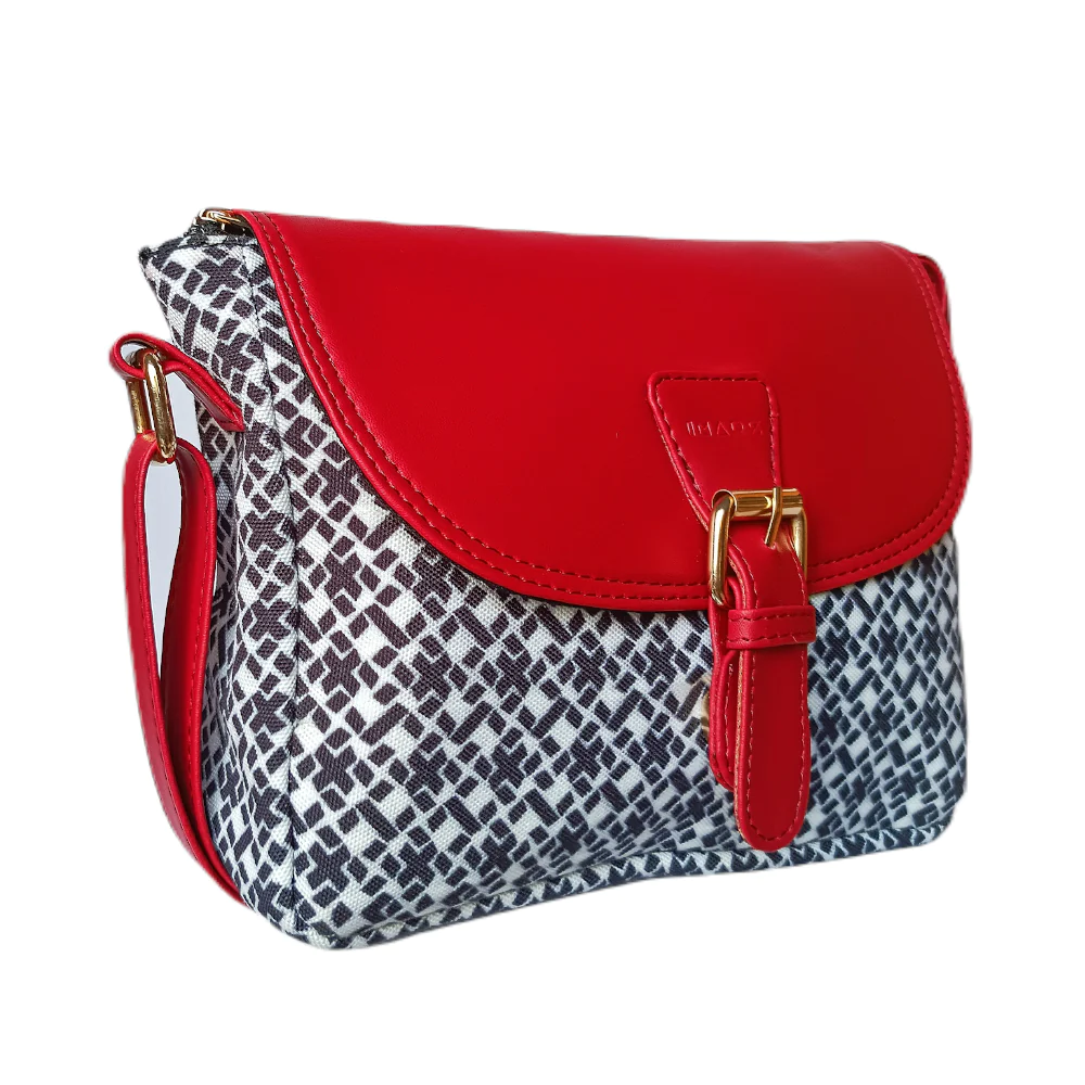 Solid Red Printed Stylish Vegan Leather Crossbody For Girls