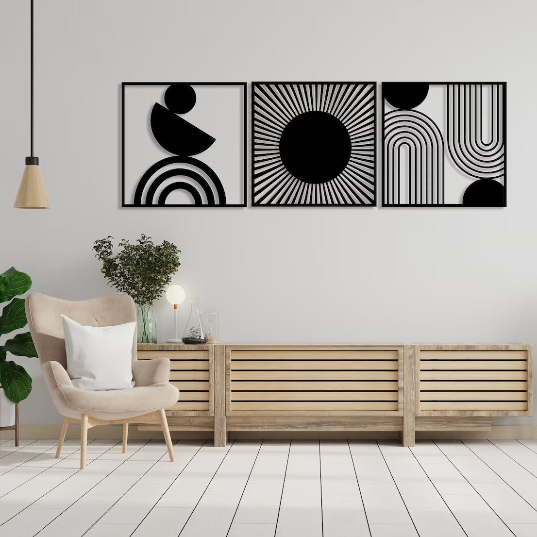 Abstract Trilogy Set Of 3 Wood Wall Decor