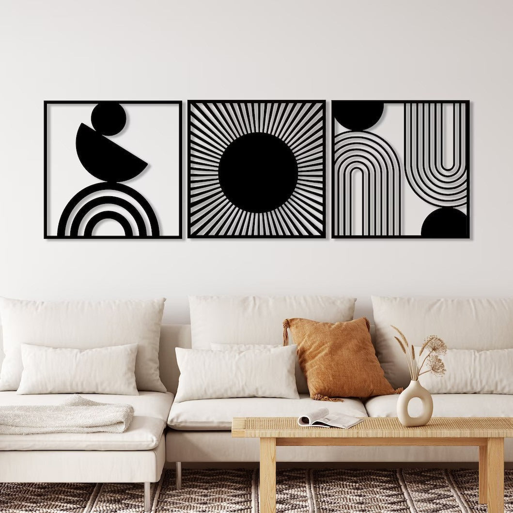 Abstract Trilogy Set Of 3 Wood Wall Decor