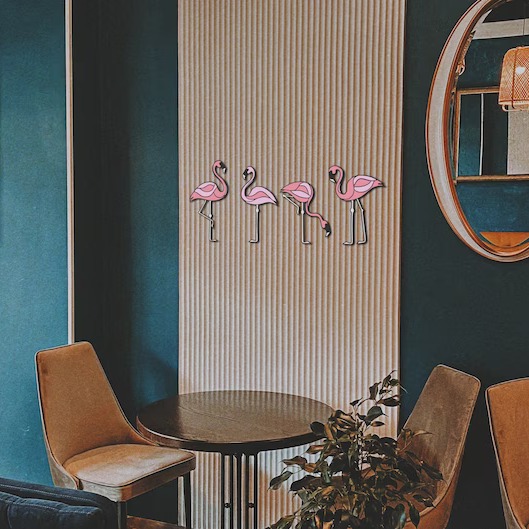 Flamingo Set Of 4 Piece Wood Wall Decor