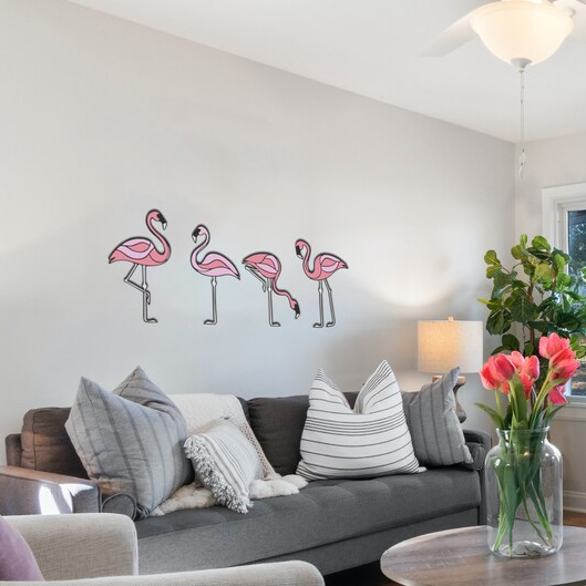 Flamingo Set Of 4 Piece Wood Wall Decor