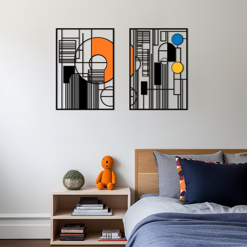 Abstract Modern Shapes Decorative Wood Wall Decor