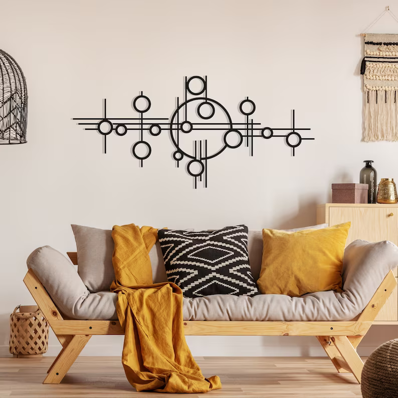 Abstract Geometric Lines Decorative Wood Wall Decor