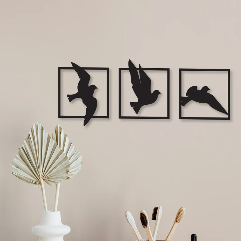 Birds In Frame Wood Wall Decor