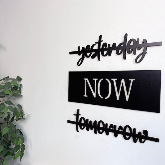 Yesterday Now Tomorrow Sign Wood Wall Decor
