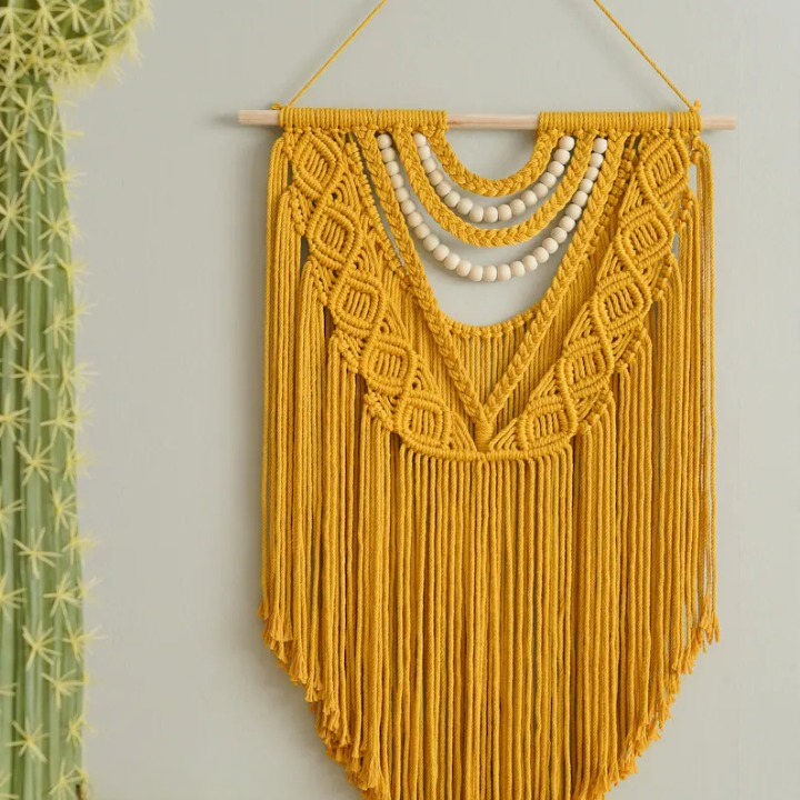 A Fusion Of Mid Century Modern Macrame Wall Hanging