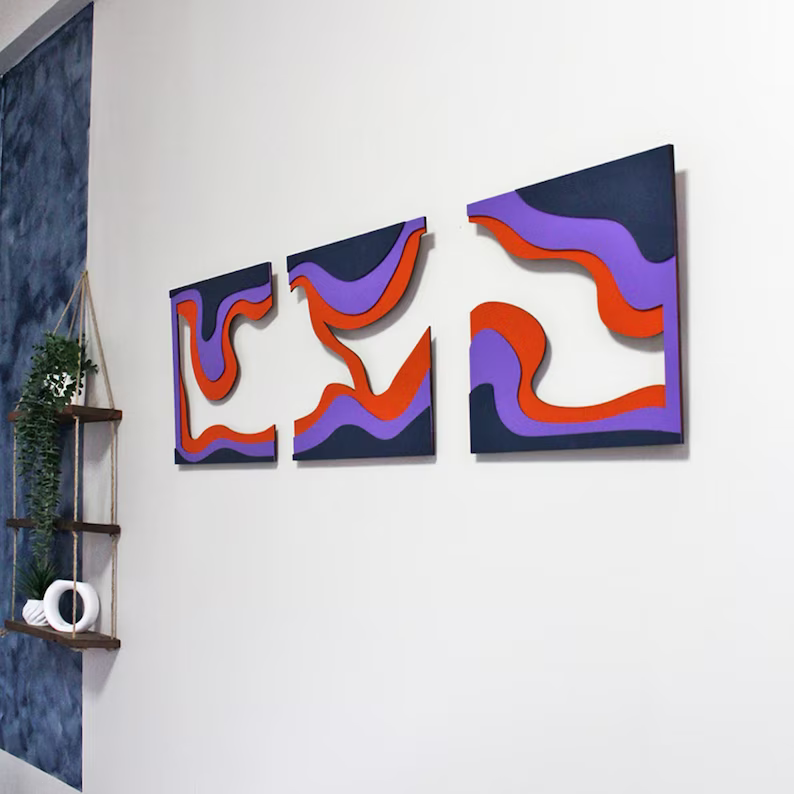 Modern Abstract Set Of 3 Pieces Wall Decor