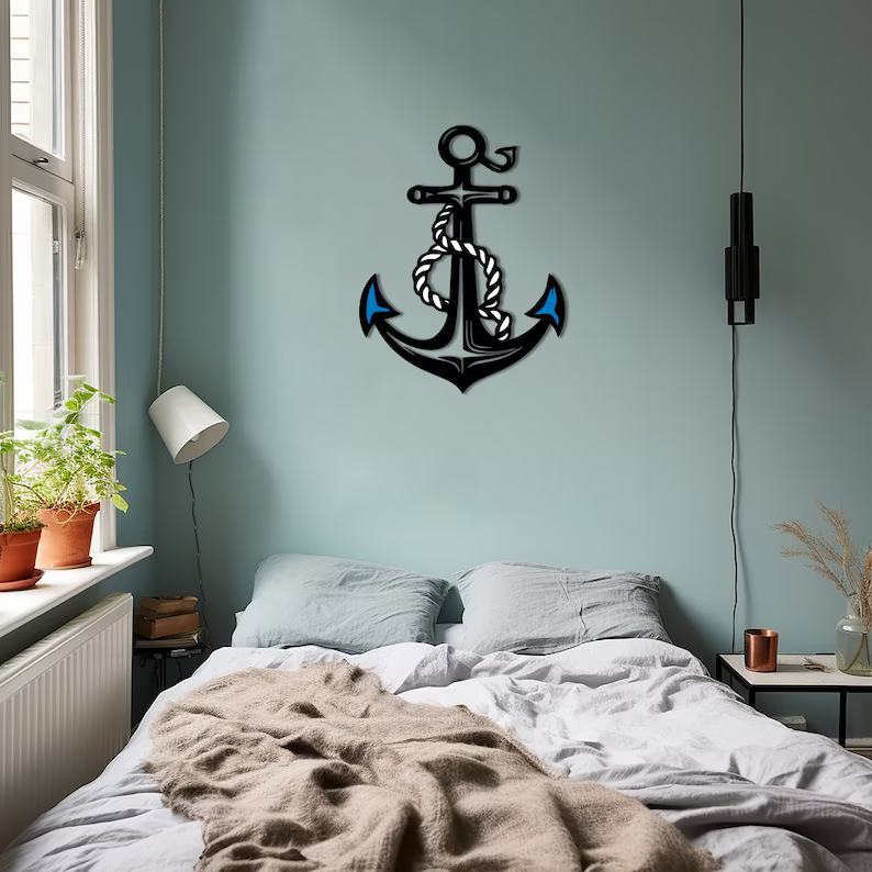 Nautical Ship Anchor And Rope Model Wall Decor