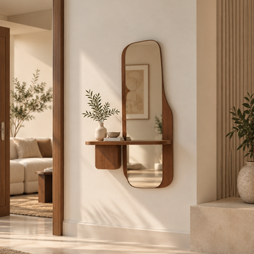 Rooprekha Designer Wall Mirror with Shelf