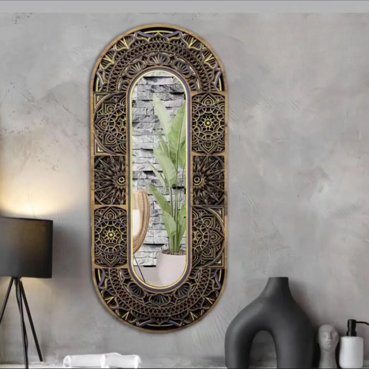 LumiMandala Mutlilayer Wood Wall Mirror
