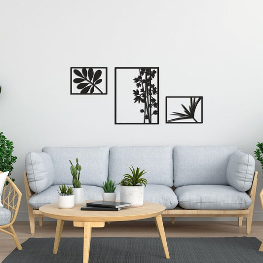 Tropical Flora Trio Set Of 3 Leaves Wood Wall Decor