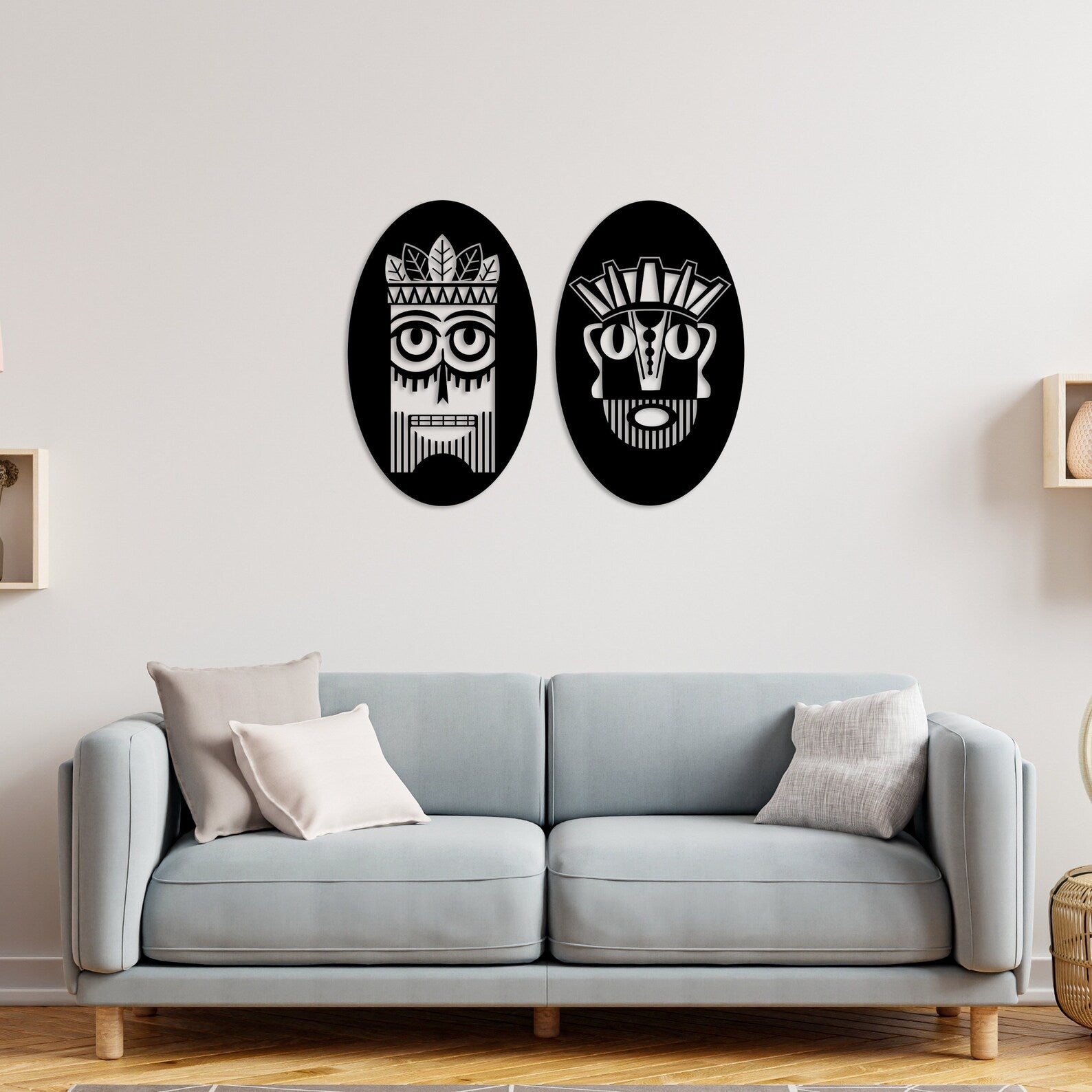 Safari Symmetry African Mask 2 - Panel Wood Wall Decor